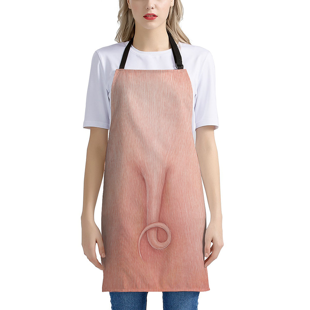 Pink Pig Tail Print Apron