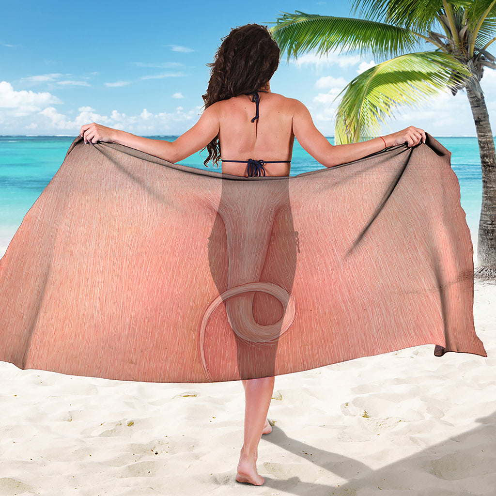 Pink Pig Tail Print Beach Sarong Wrap