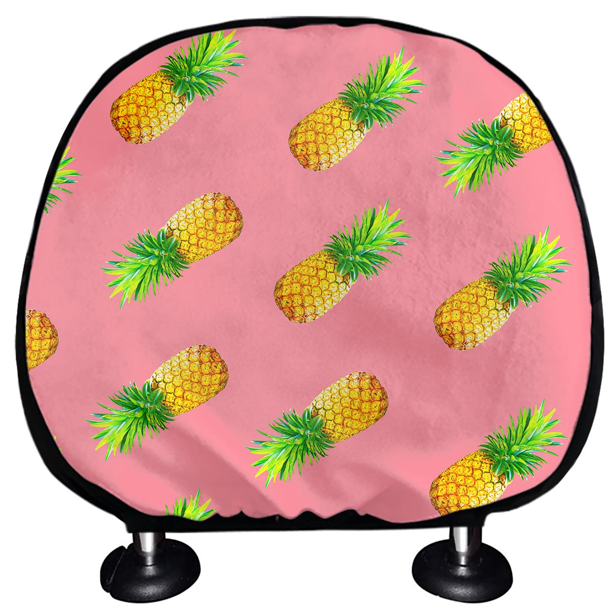 Pink Pineapple Pattern Print Car Headrest Covers