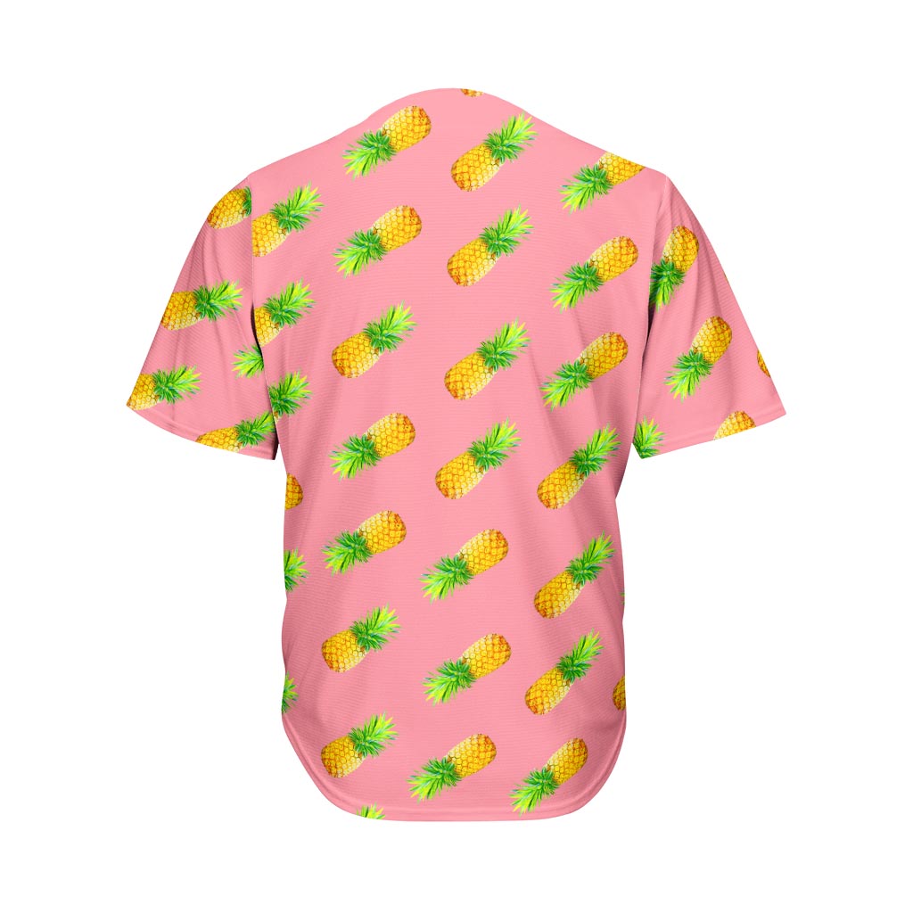 Pink Pineapple Pattern Print Men's Baseball Jersey