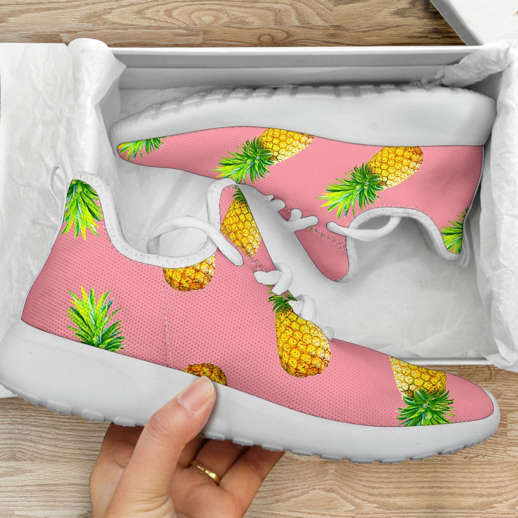 Pink Pineapple Pattern Print Mesh Knit Shoes GearFrost