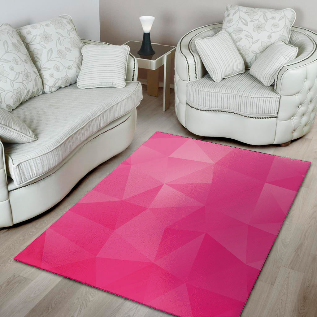 Pink Polygonal Geometric Print Area Rug