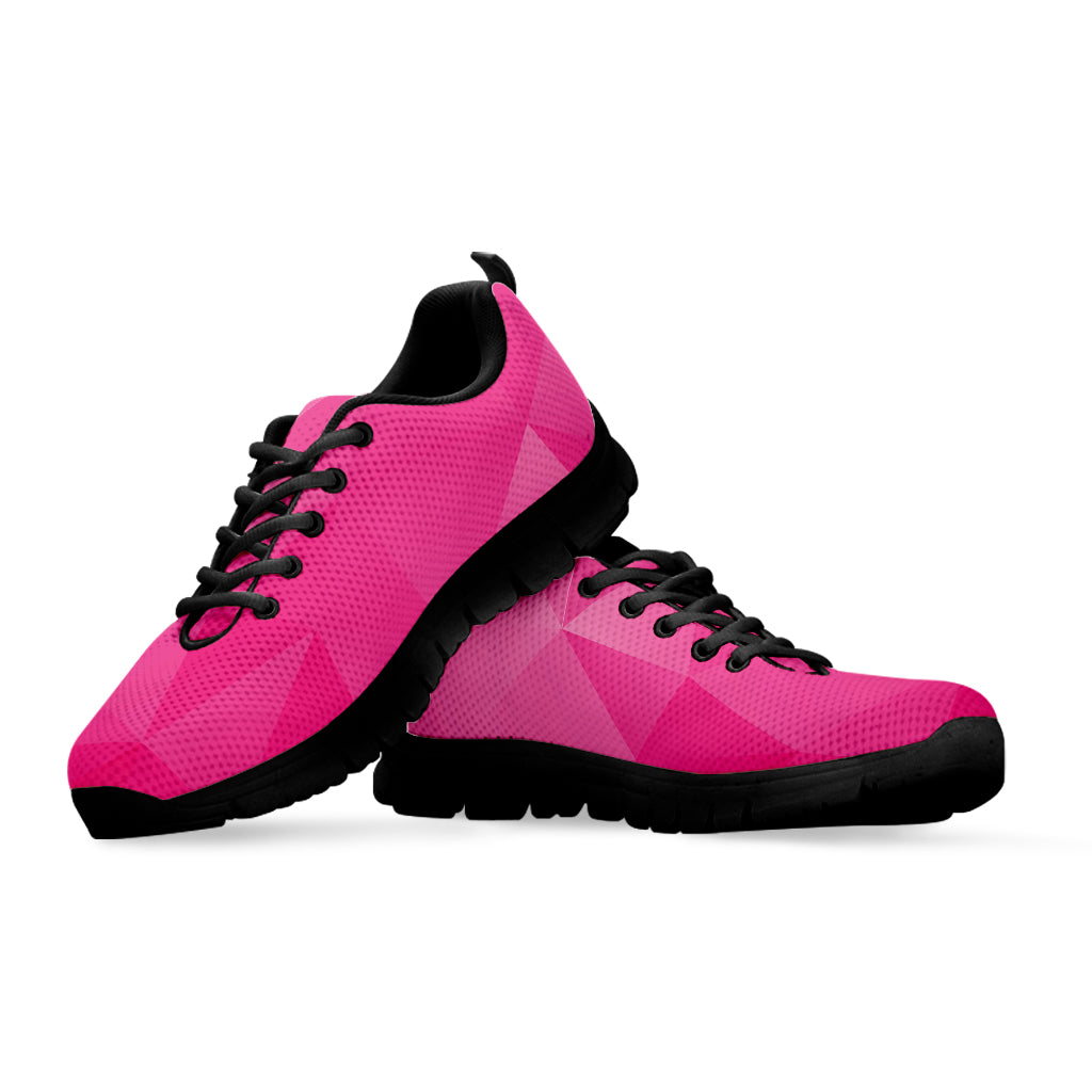Pink Polygonal Geometric Print Black Sneakers