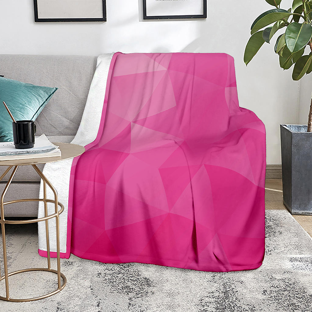Pink Polygonal Geometric Print Blanket