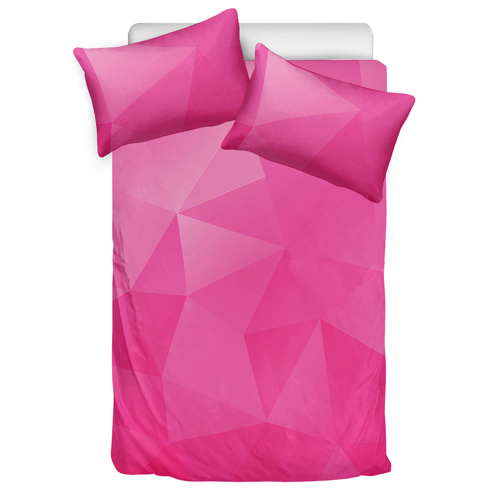 Pink Polygonal Geometric Print Duvet Cover Bedding Set