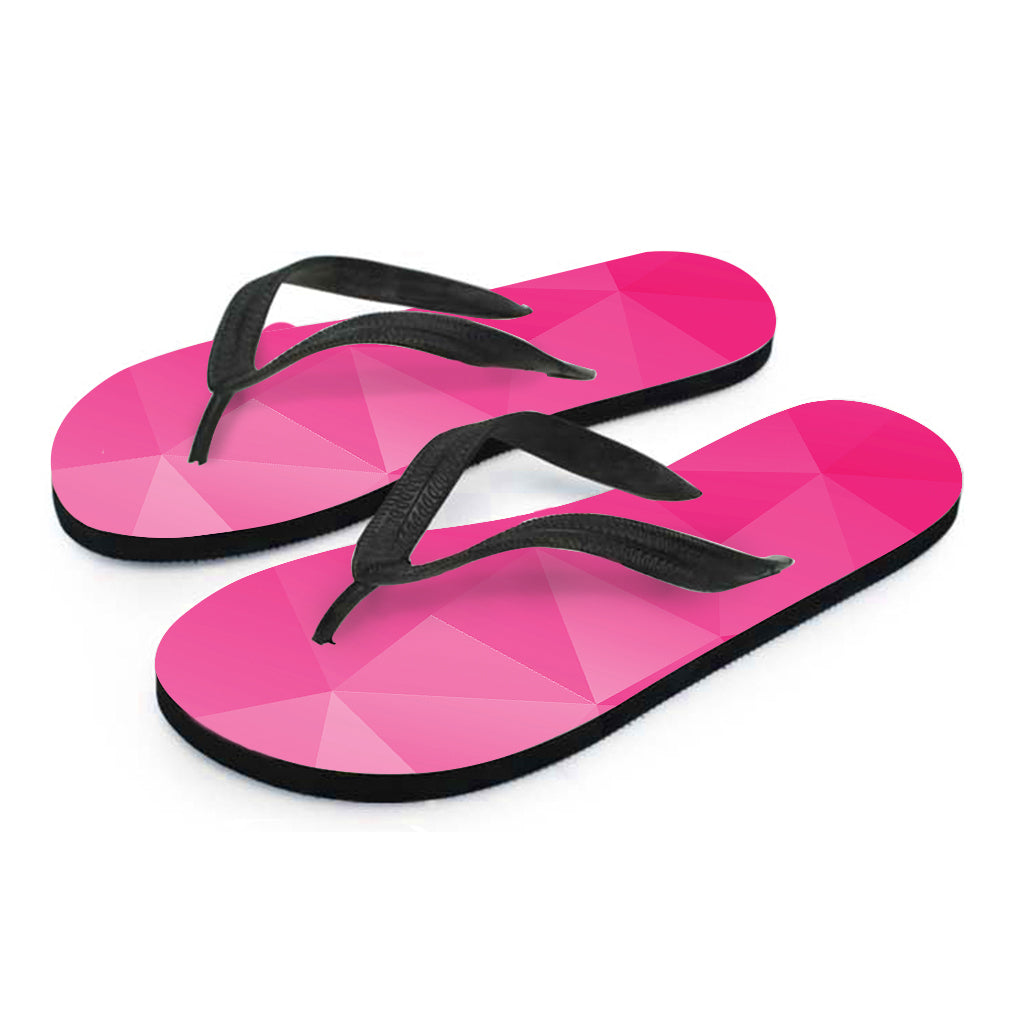 Pink Polygonal Geometric Print Flip Flops