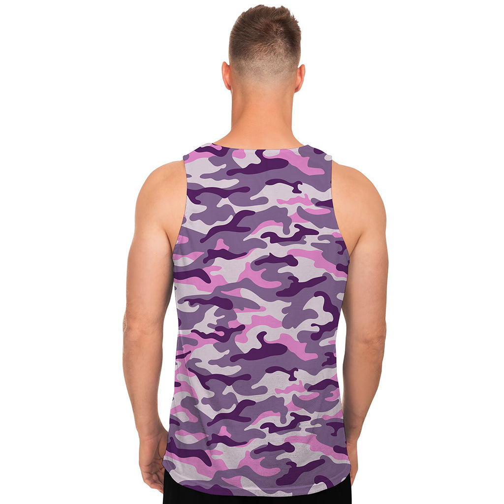 Pink Purple And Grey Camouflage Print Men's Tank Top