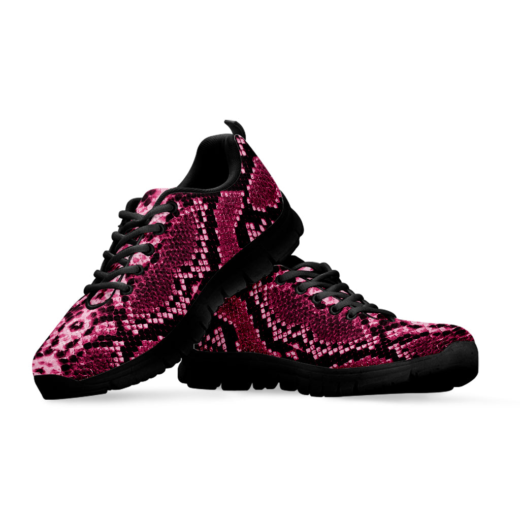 Pink Python Snakeskin Print Black Sneakers