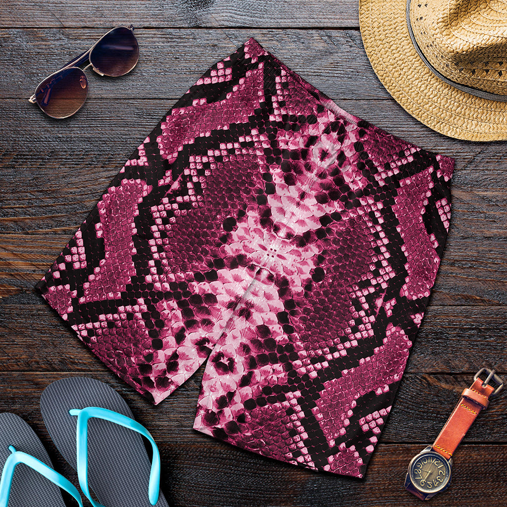 Pink Python Snakeskin Print Men's Shorts