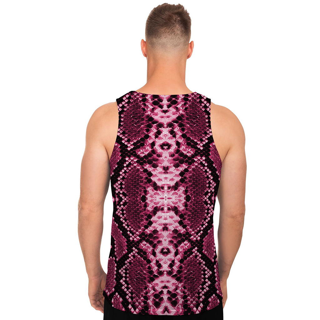 Pink Python Snakeskin Print Men's Tank Top