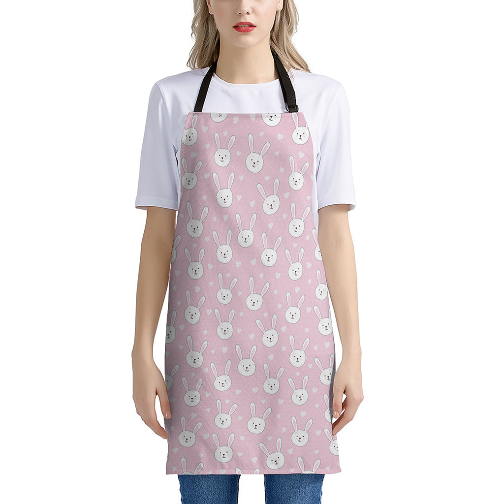 Pink Rabbit Pattern Print Apron