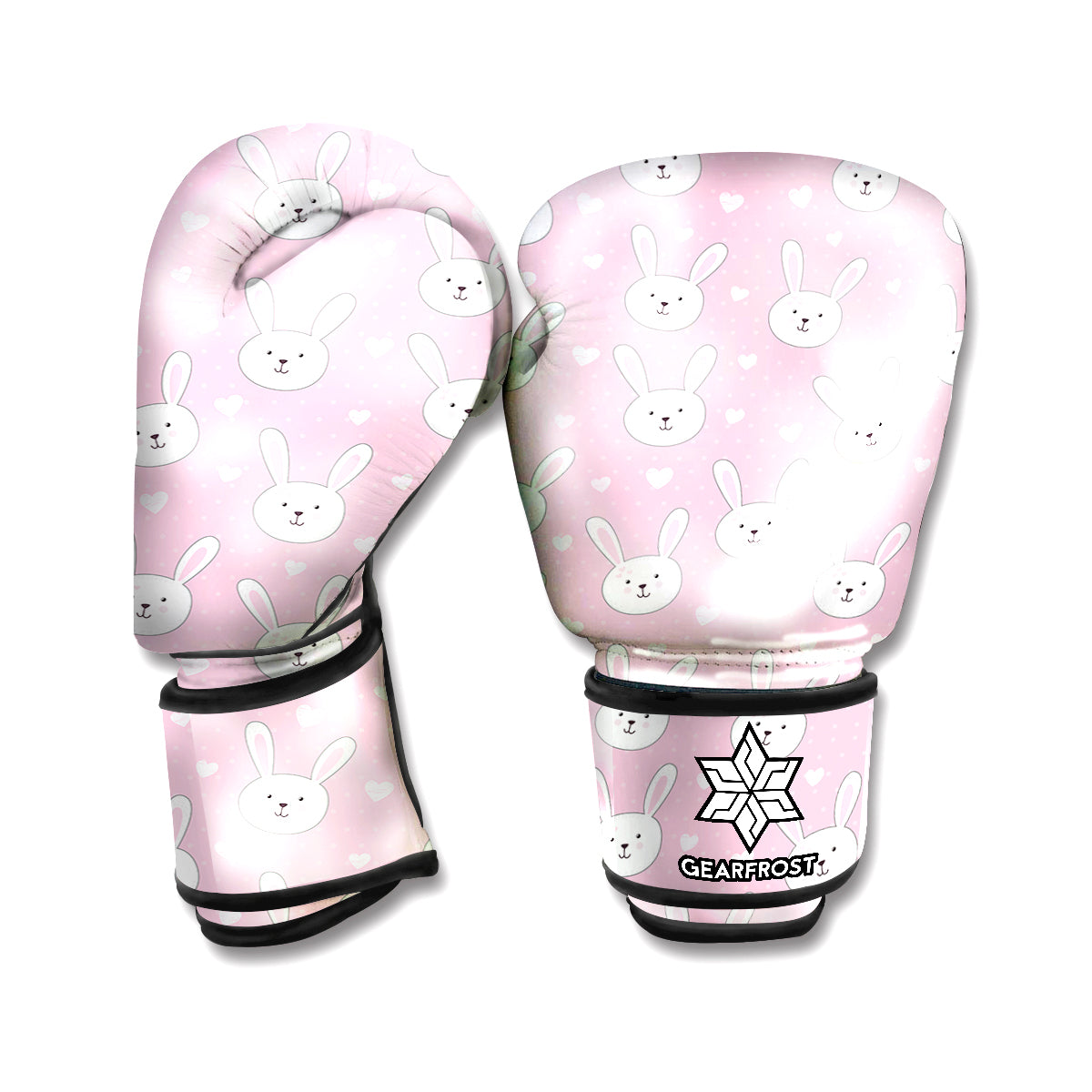 Pink Rabbit Pattern Print Boxing Gloves
