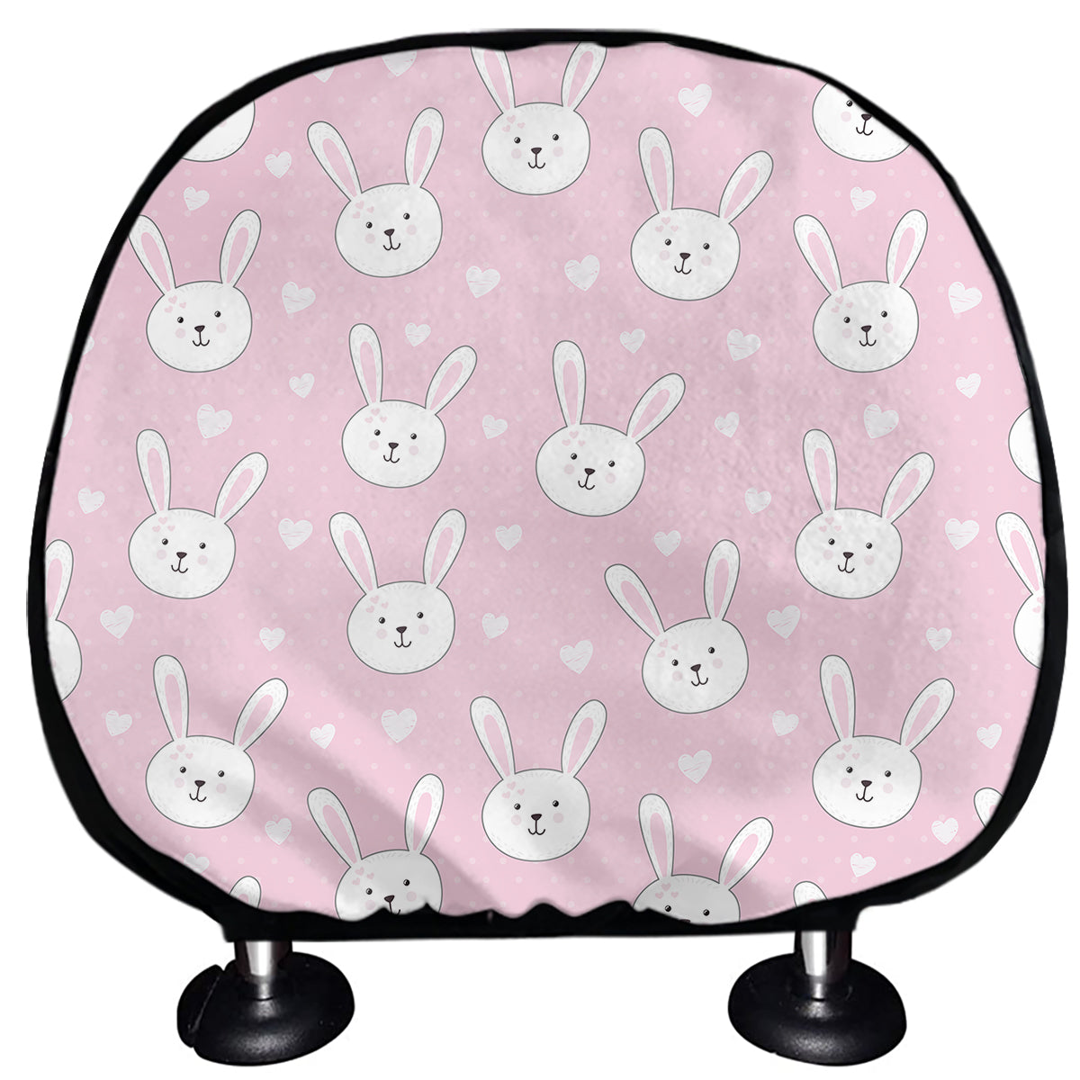 Pink Rabbit Pattern Print Car Headrest Covers