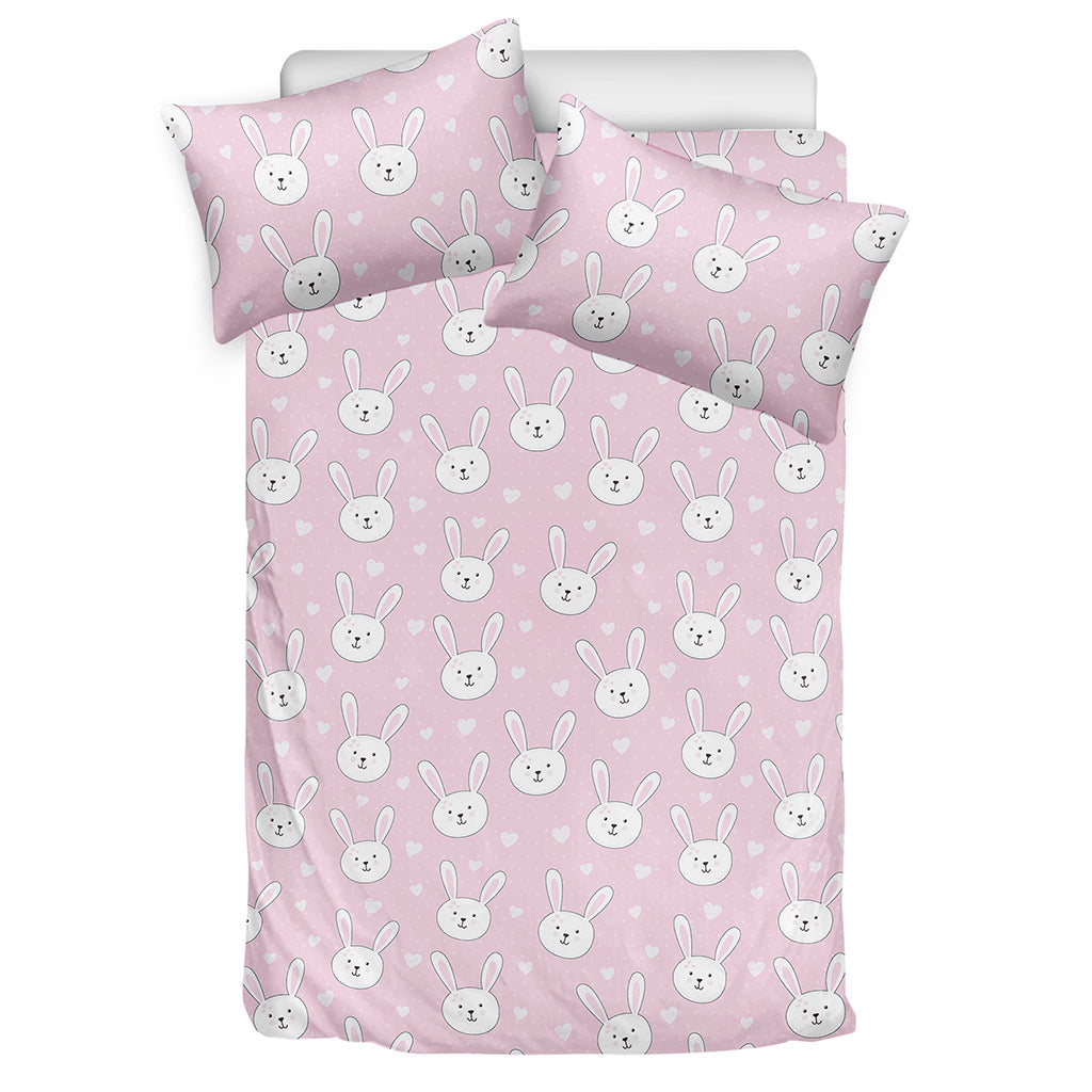 Pink Rabbit Pattern Print Duvet Cover Bedding Set