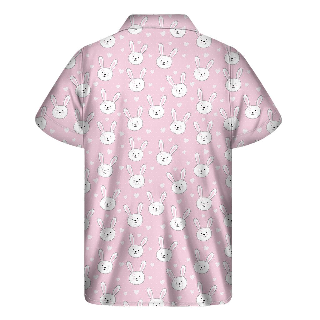 Pink Rabbit Pattern Print Men's Short Sleeve Shirt