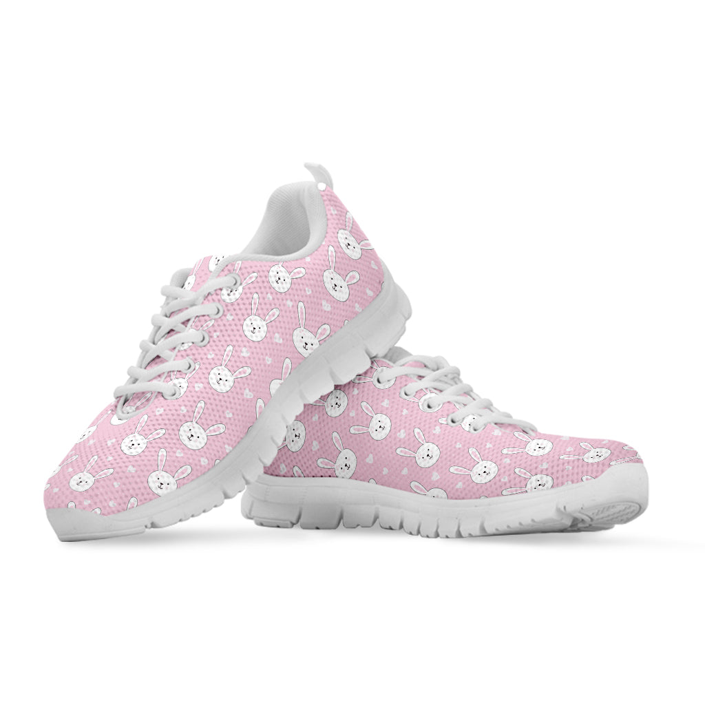 Pink Rabbit Pattern Print White Sneakers