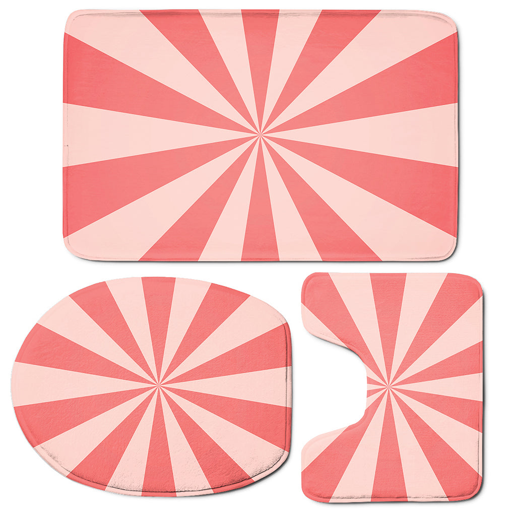 Pink Radial Rays Print 3 Piece Bath Mat Set