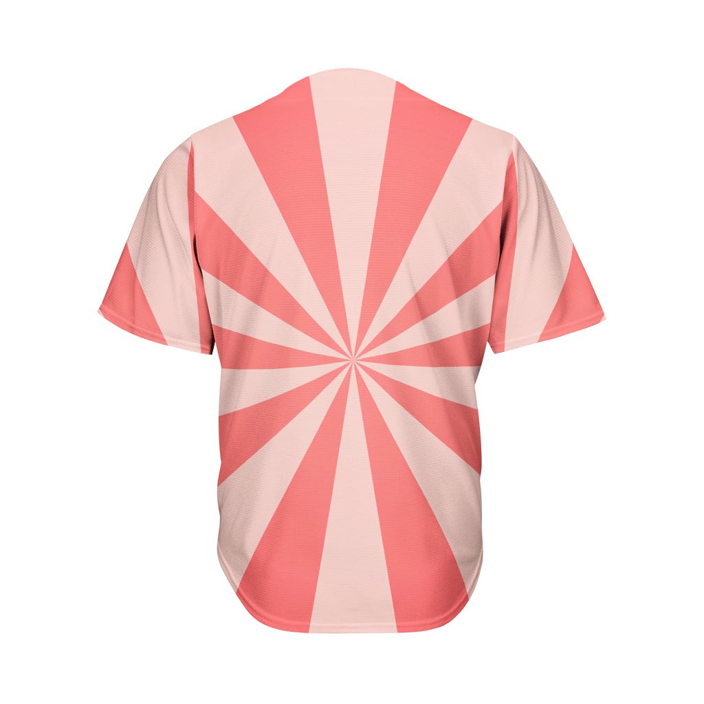 Pink Radial Rays Print Men's Baseball Jersey