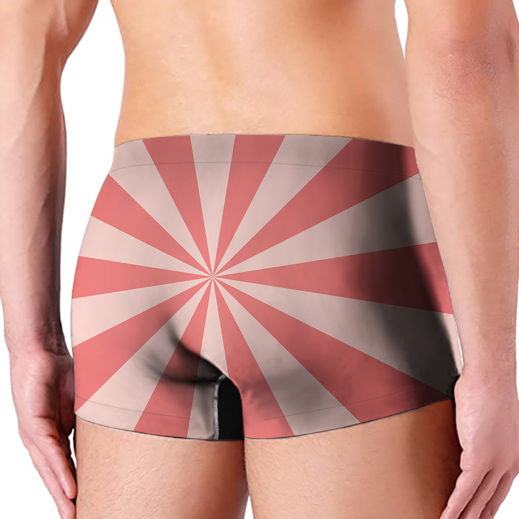 Pink Radial Rays Print Men's Boxer Briefs
