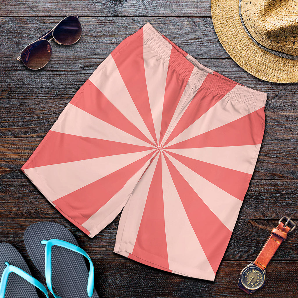 Pink Radial Rays Print Men's Shorts