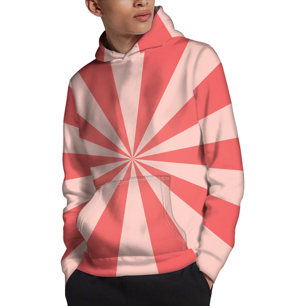 Pink Radial Rays Print Pullover Hoodie