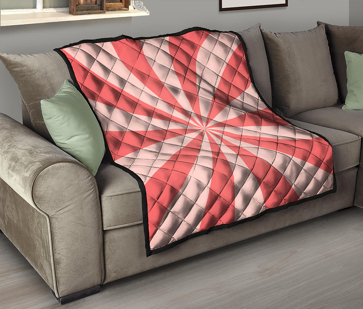 Pink Radial Rays Print Quilt