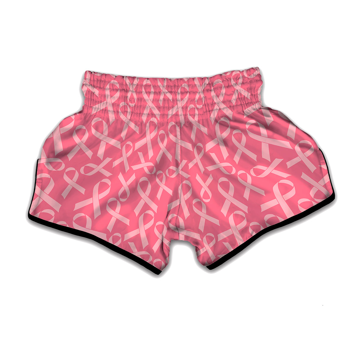 Pink Ribbon Breast Cancer Pattern Print Muay Thai Boxing Shorts