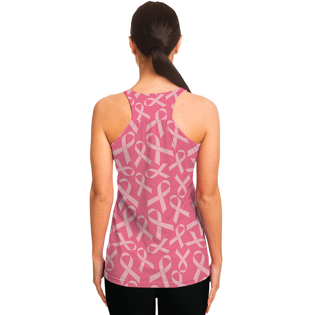 Pink Ribbon Breast Cancer Pattern Print Women's Racerback Tank Top