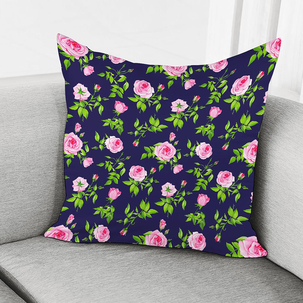 Pink Rose Floral Flower Pattern Print Pillow Cover