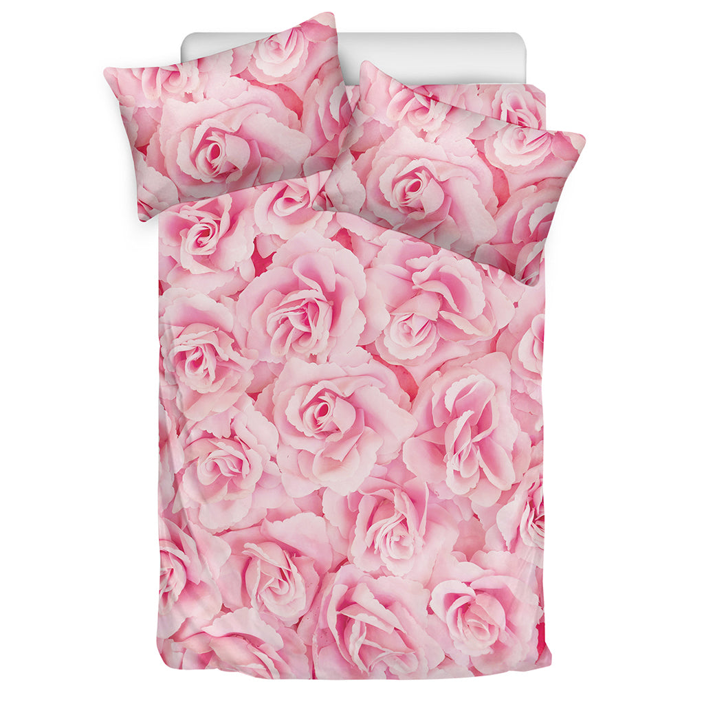 Pink Rose Print Duvet Cover Bedding Set
