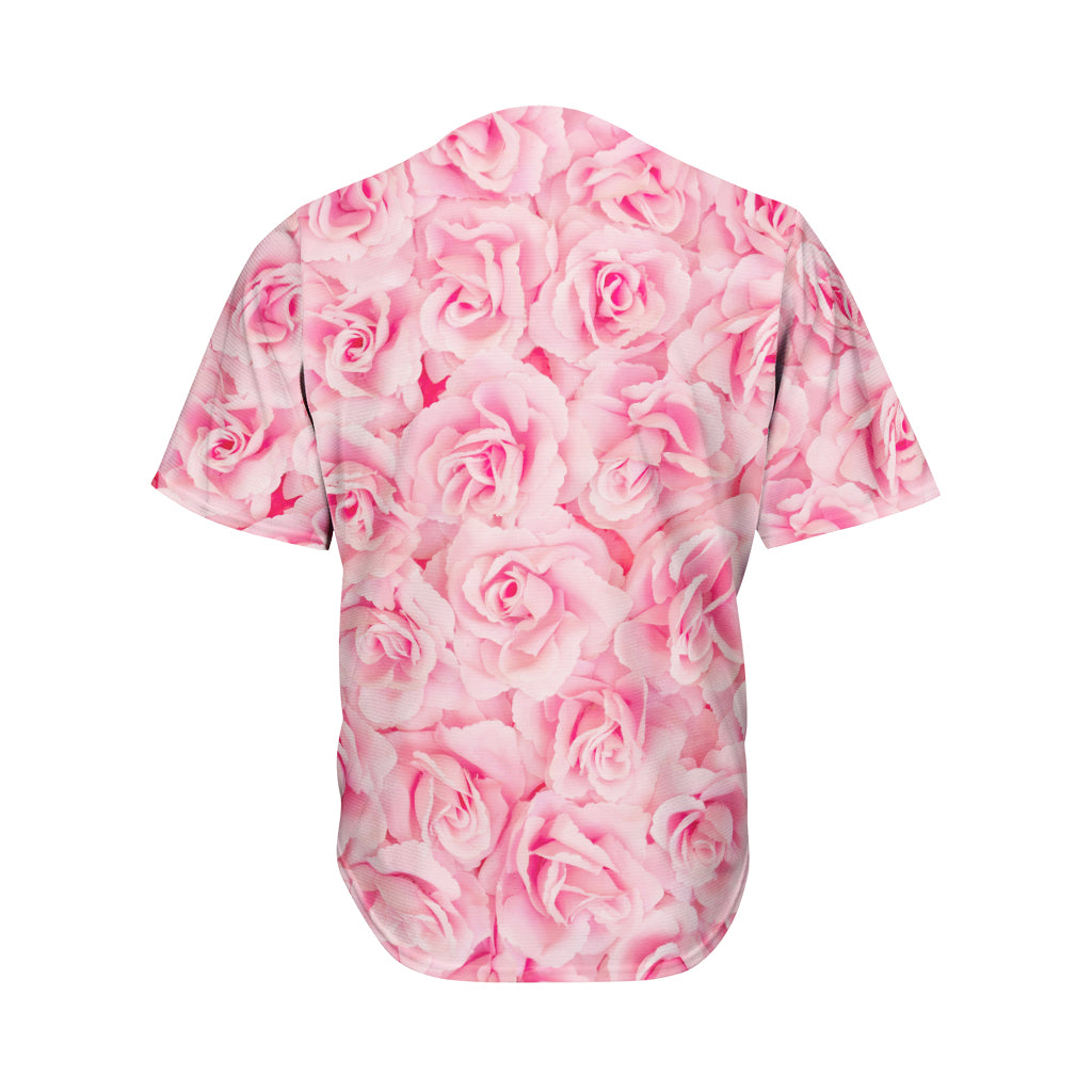 Pink Rose Print Men's Baseball Jersey