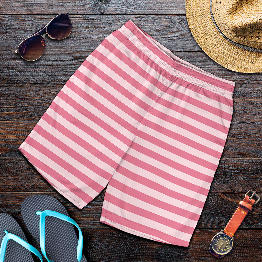 Pink Striped Pattern Print Men's Shorts