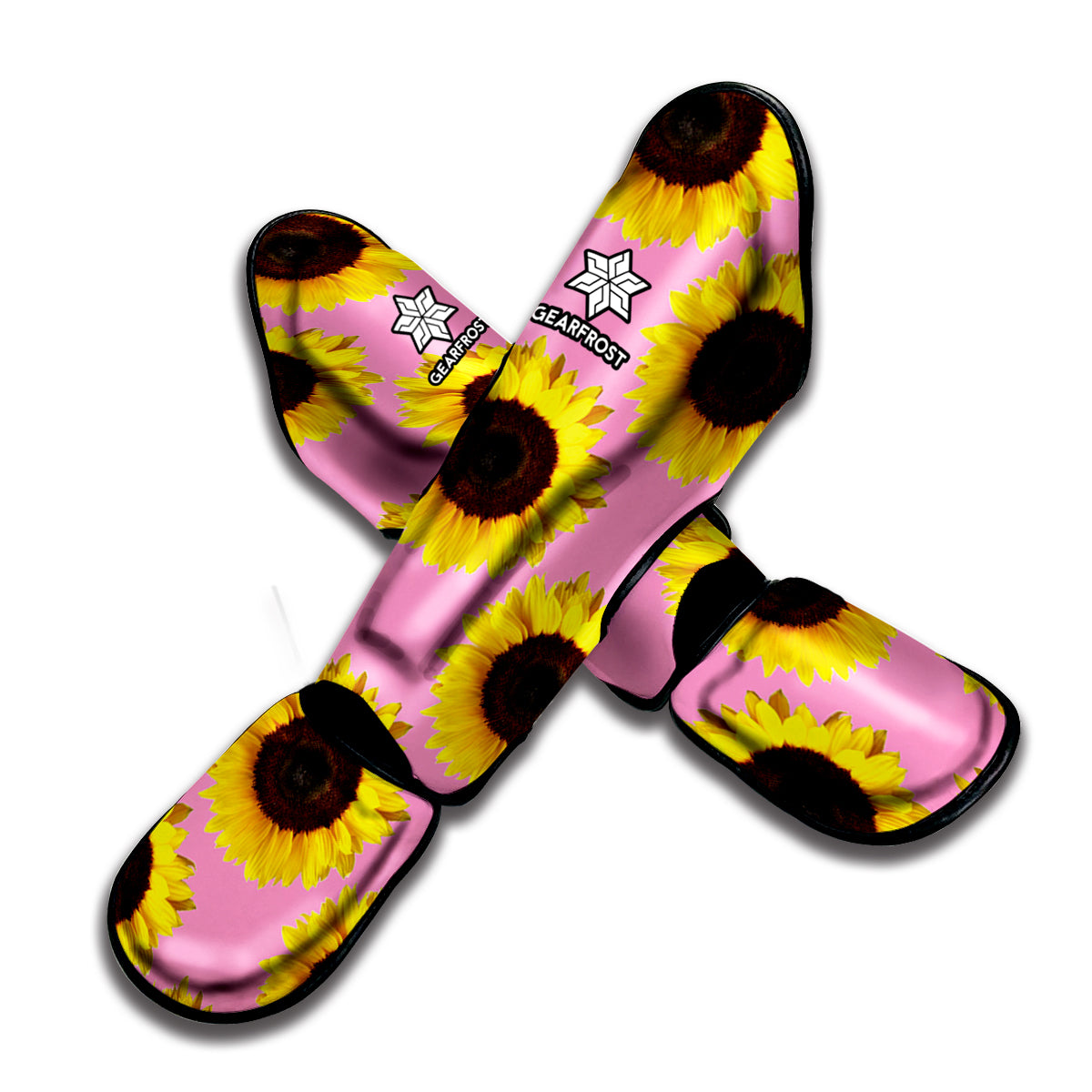 Pink Sunflower Pattern Print Muay Thai Shin Guard