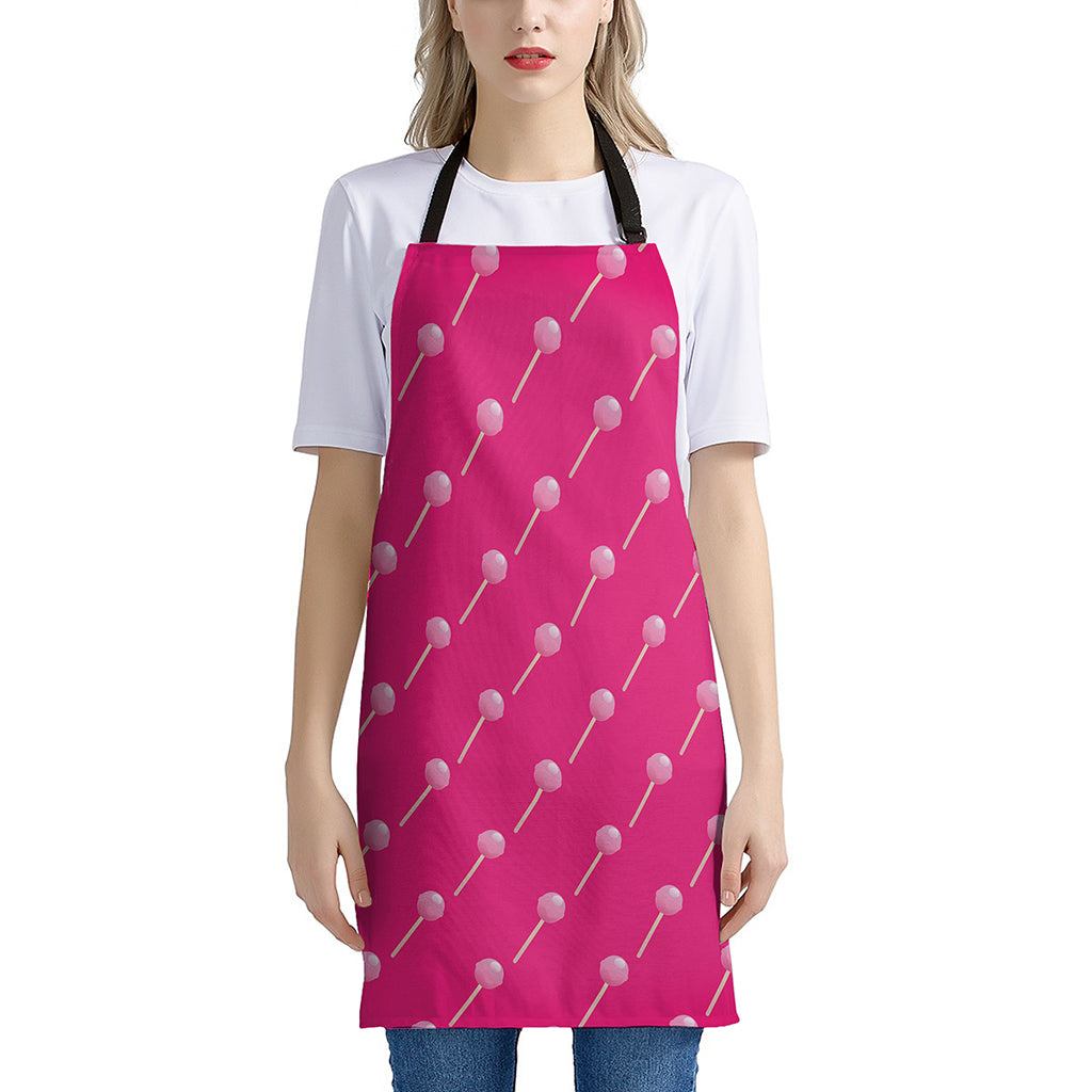 Pink Sweet Lollipop Pattern Print Apron