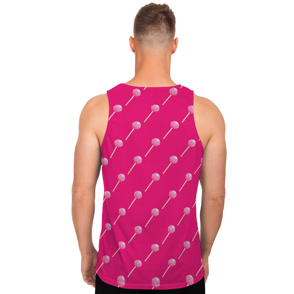 Pink Sweet Lollipop Pattern Print Men's Tank Top