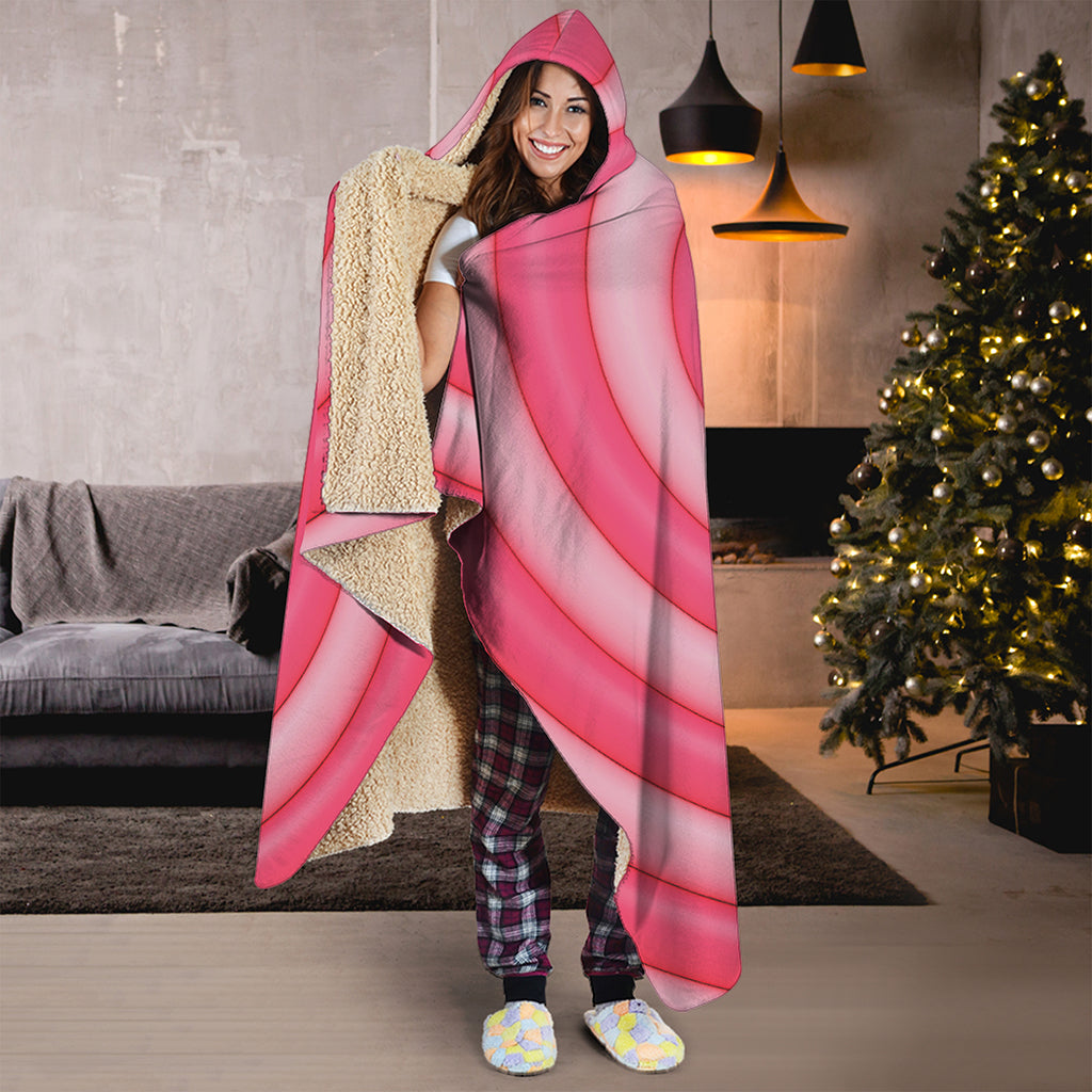 Pink Swirl Lollipop Print Hooded Blanket