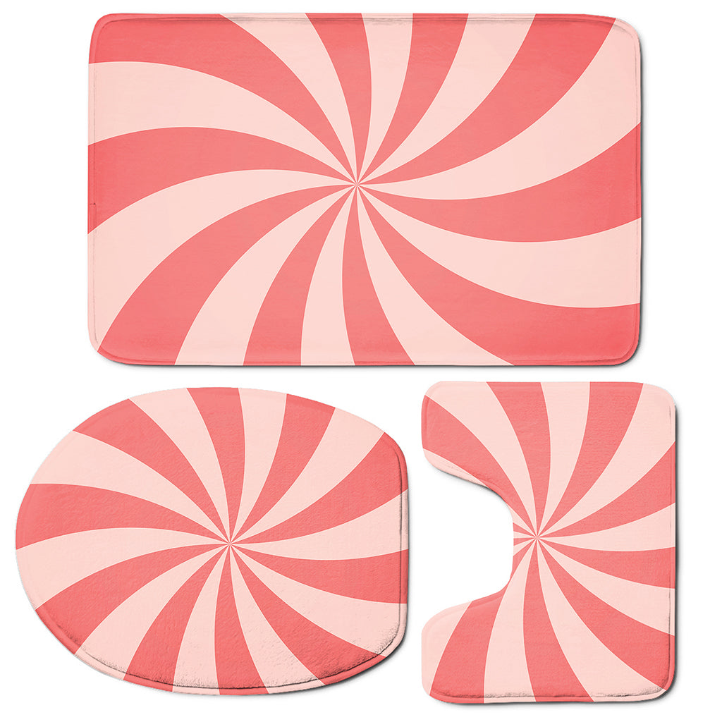 Pink Swirl Print 3 Piece Bath Mat Set