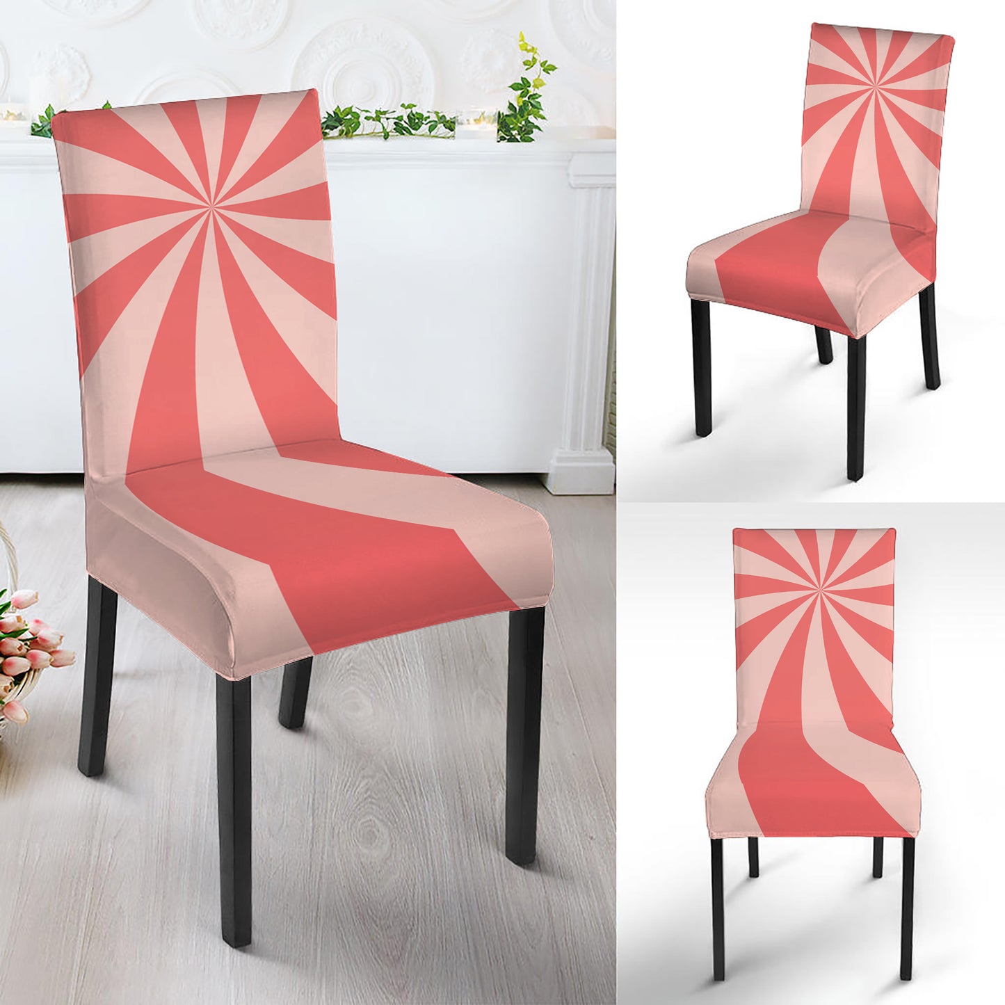 Pink Swirl Print Dining Chair Slipcover