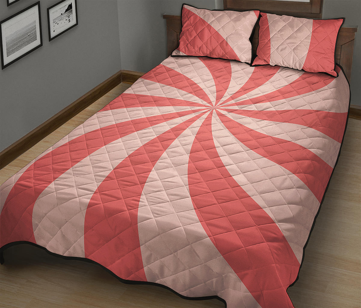 Pink Swirl Print Quilt Bed Set