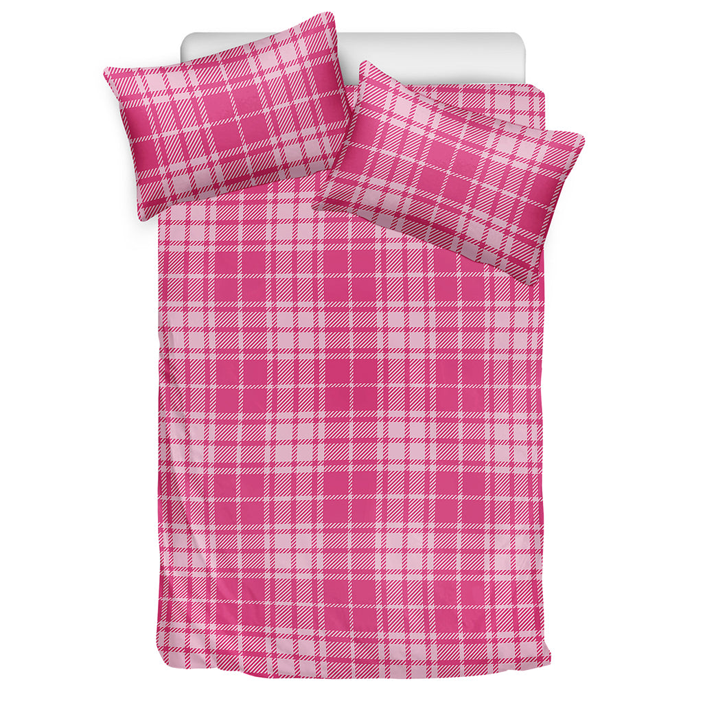 Pink Tartan Pattern Print Duvet Cover Bedding Set