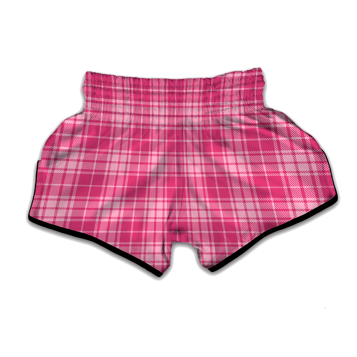 Pink Tartan Pattern Print Muay Thai Boxing Shorts
