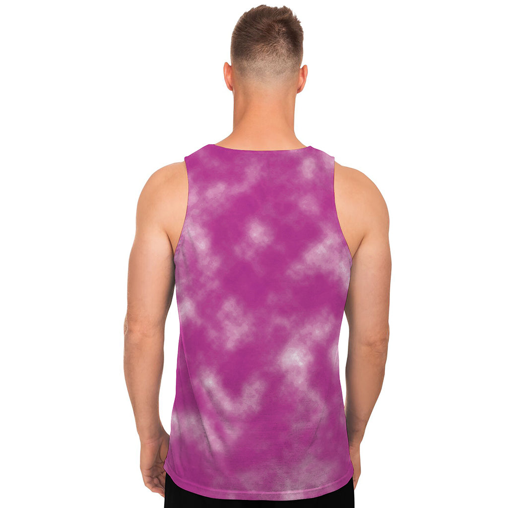 Pink Tie Dye Print Men's Tank Top