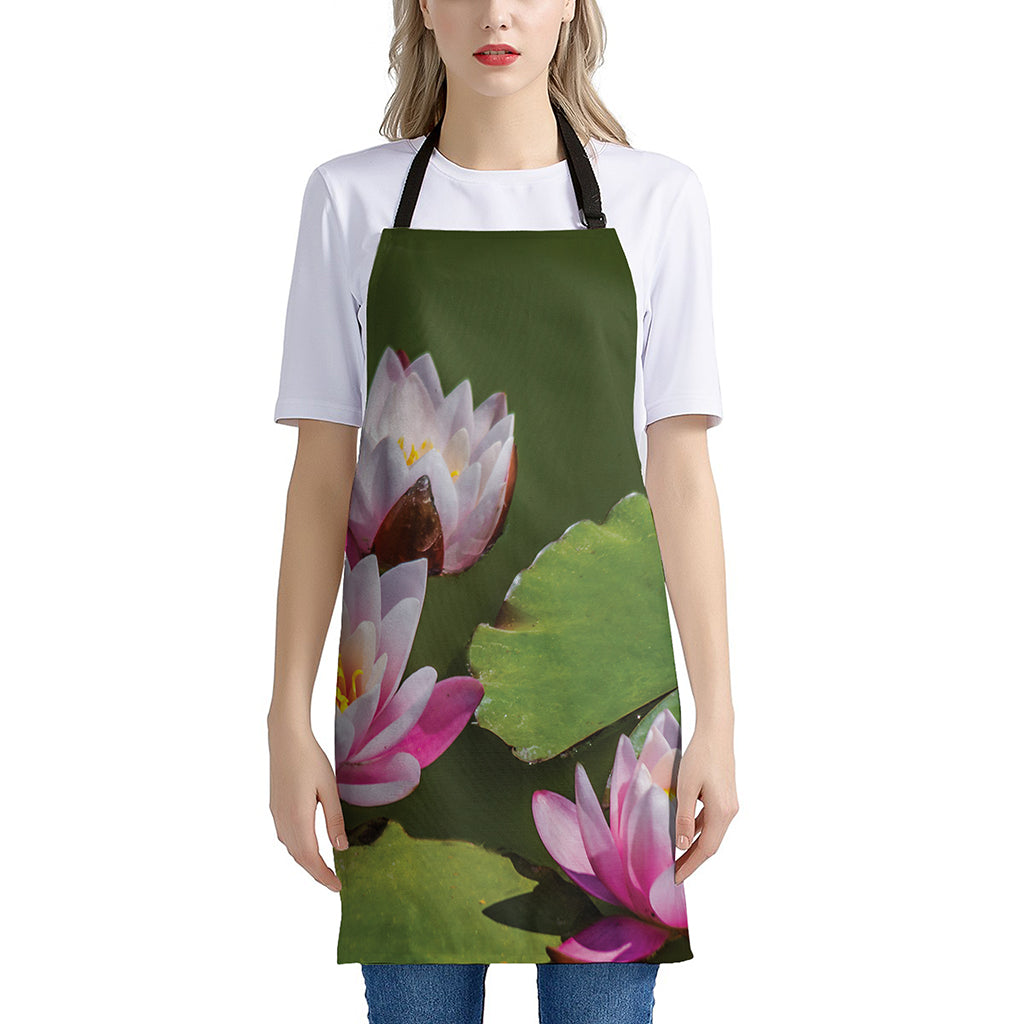 Pink Water Lilies Print Apron