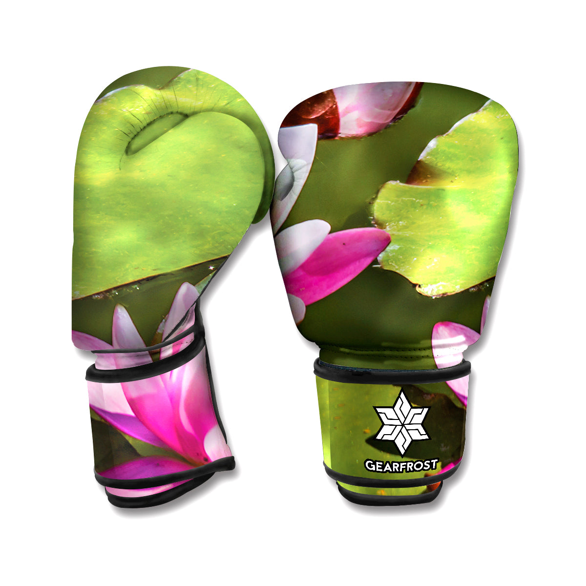 Pink Water Lilies Print Boxing Gloves