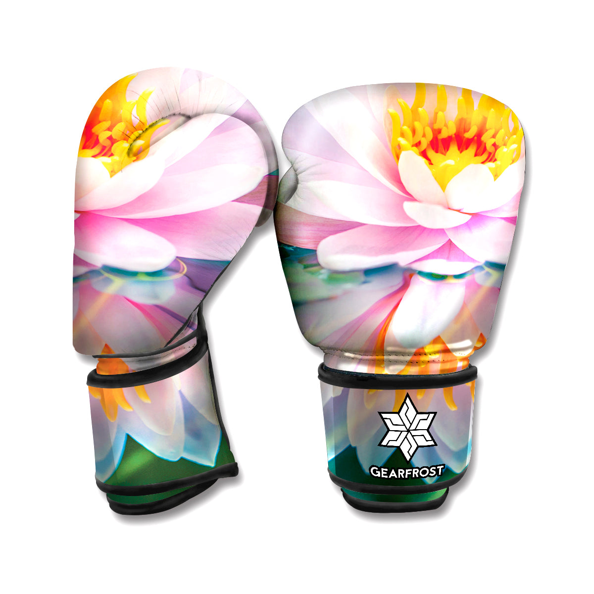 Pink Water Lily Print Boxing Gloves