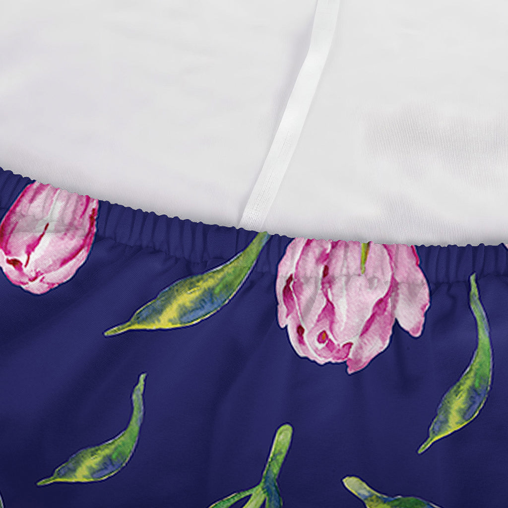 Pink Watercolor Tulip Flower Print Sofa Cover