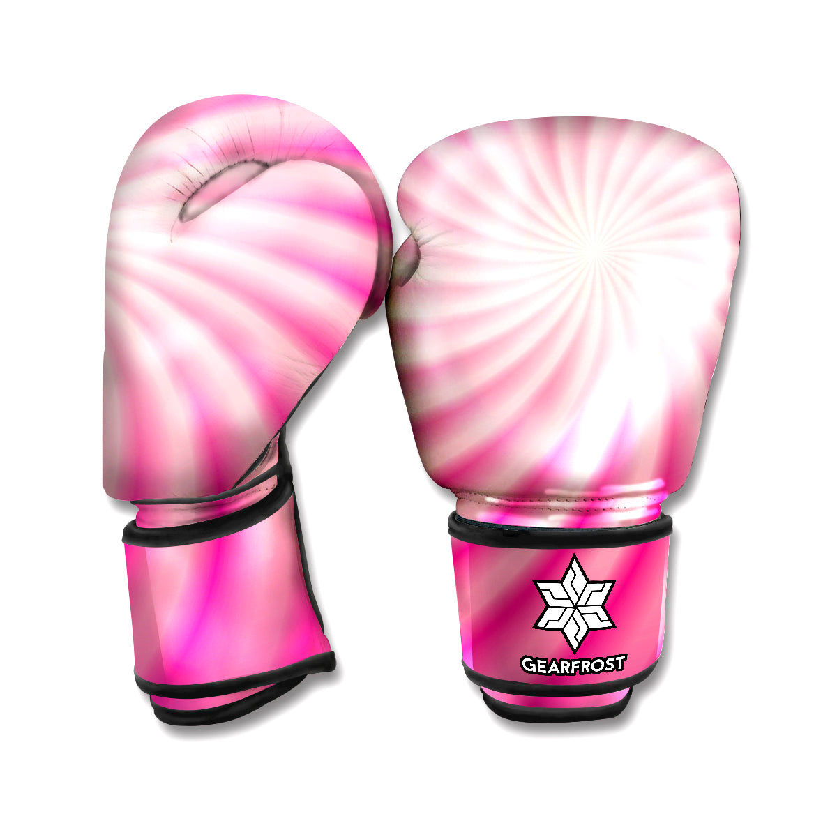 Pink Whirlpool Spiral Print Boxing Gloves