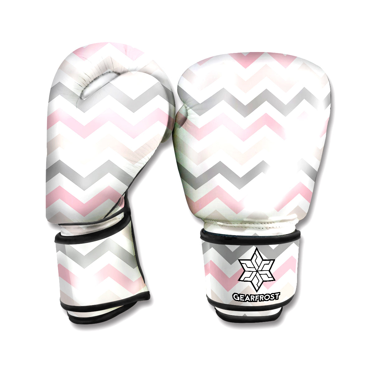 Pink White And Grey Chevron Print Boxing Gloves