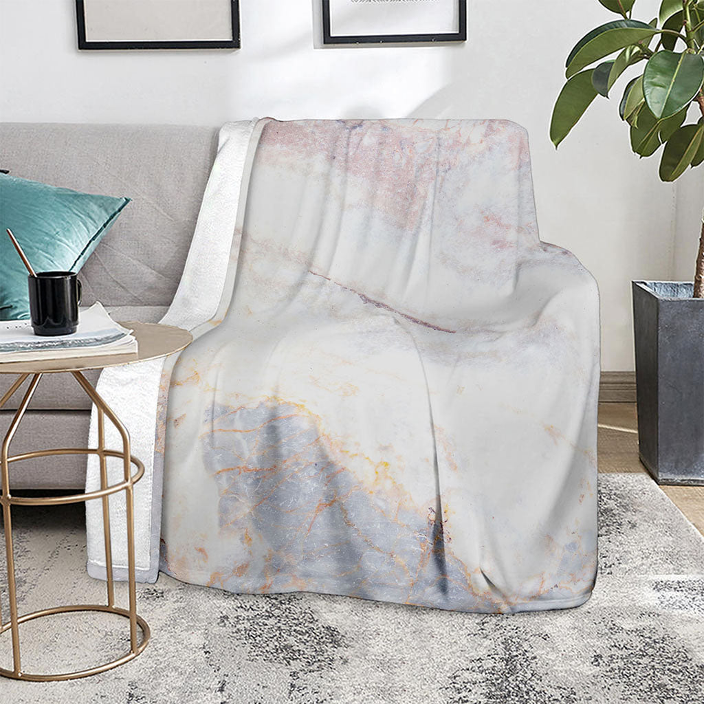 Pink White Grey Marble Print Blanket