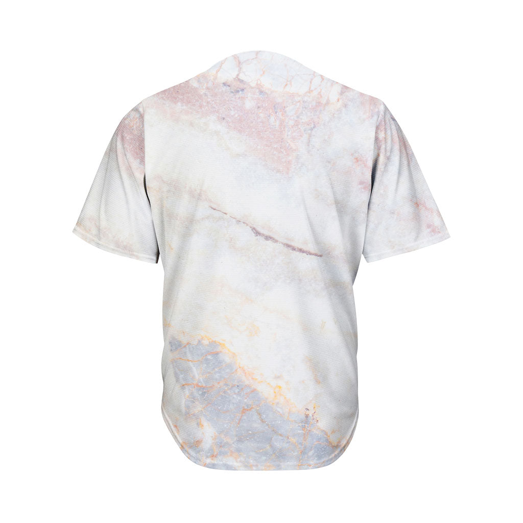 Pink White Grey Marble Print Men's Baseball Jersey